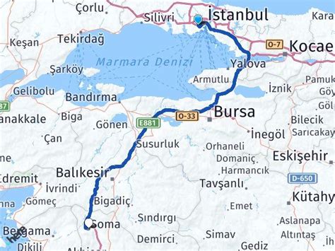 Istanbul soma arası kaç km